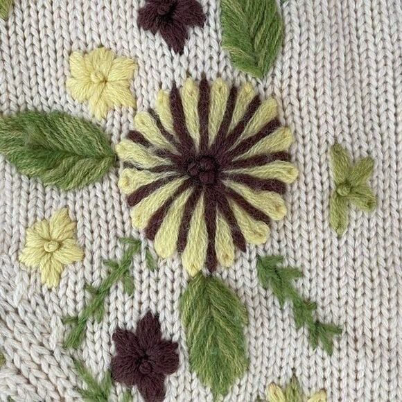 Vintage 50s Hand Fashioned Hand Loomed 100% Virgin Wool Button Cardigan M - Picture 10 of 11